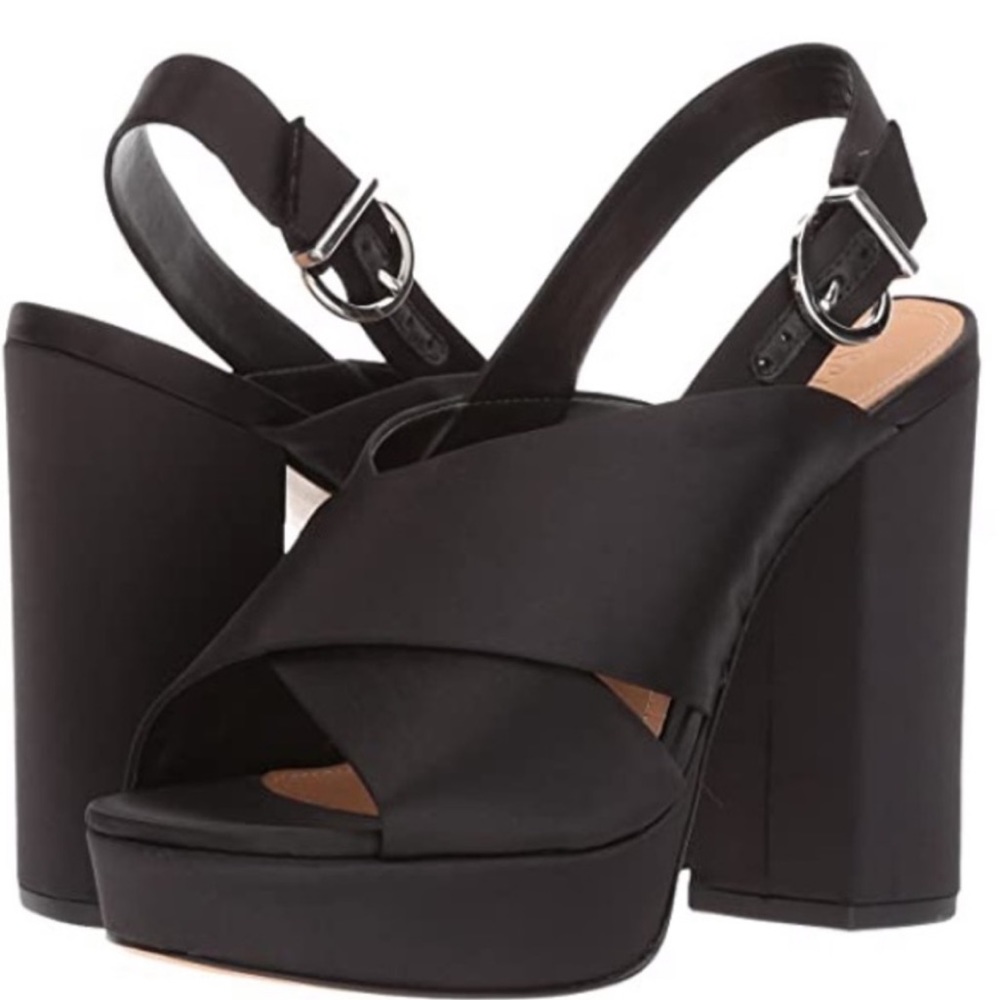 Schutz Black Millie Satin Platform Heel
